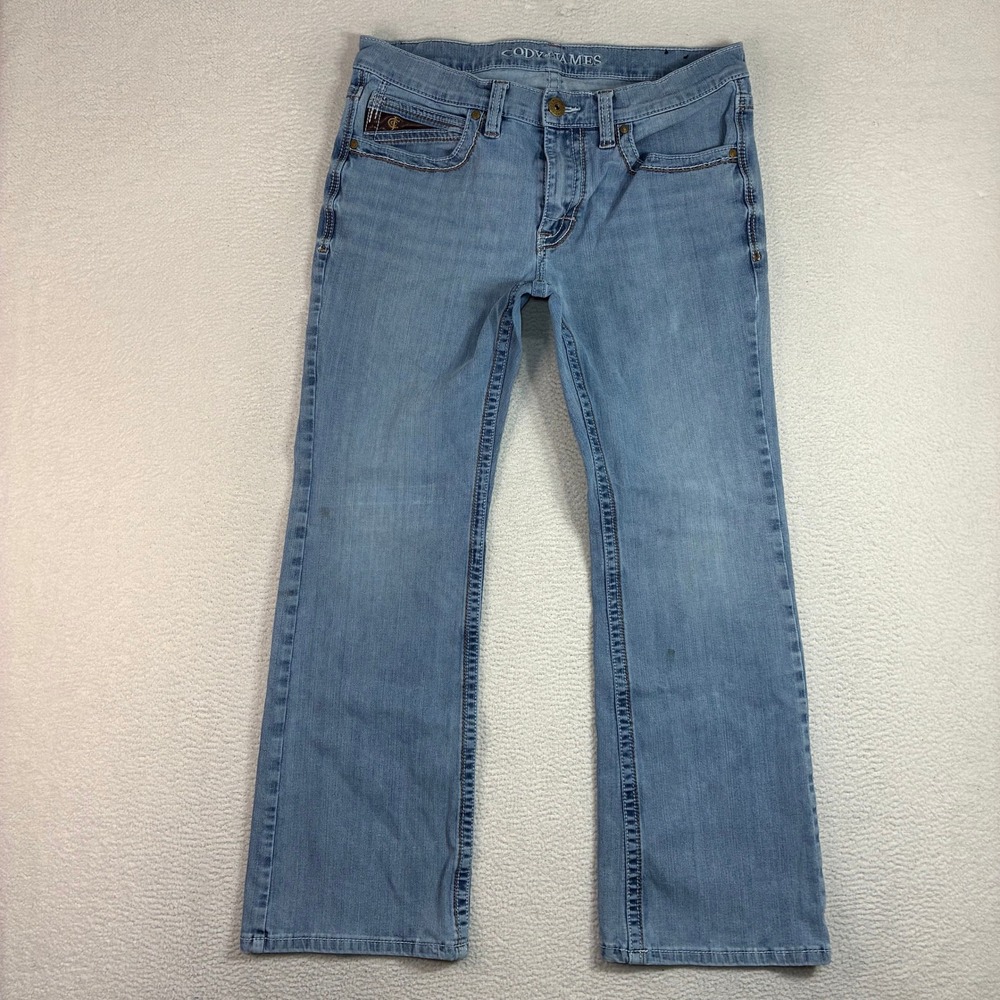 Cody James Jeans Men 33x30 Blue Faded Whiskered Straight Bootcut Western Cowboy